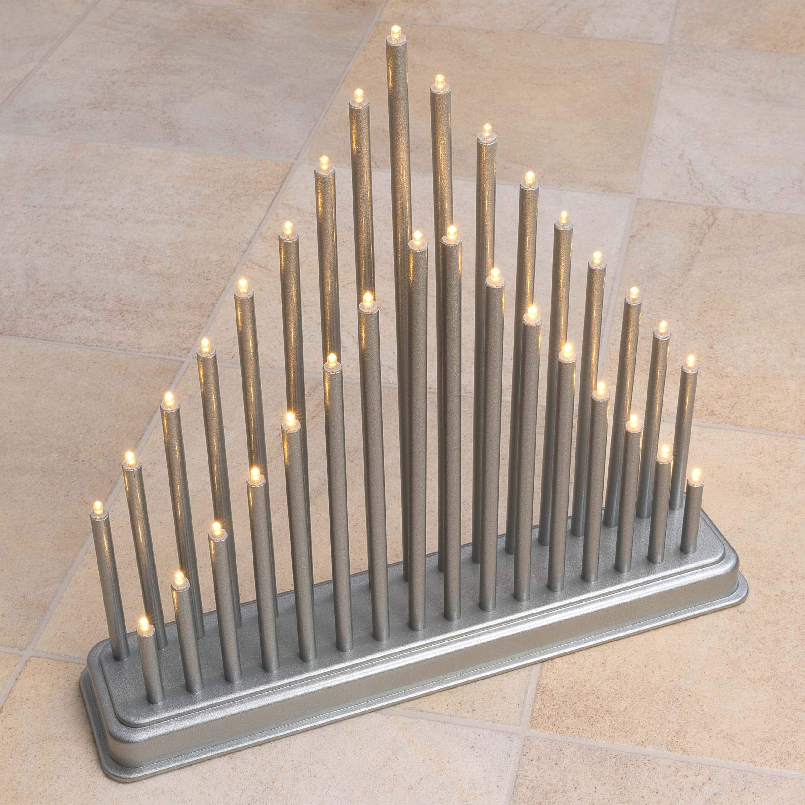 NIPACH Stimmungsleuchte 33 LED warmweiß Silber Lichterbogen Timer