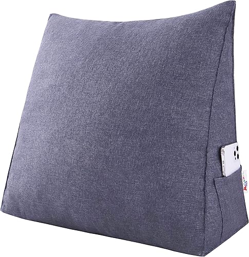 Miniatura 7 de Cojín triangular de cuña para lectura, cojín de apoyo para la espalda para sentarse en el sofá cama, cojín acolchado de pared para cabecero de día,