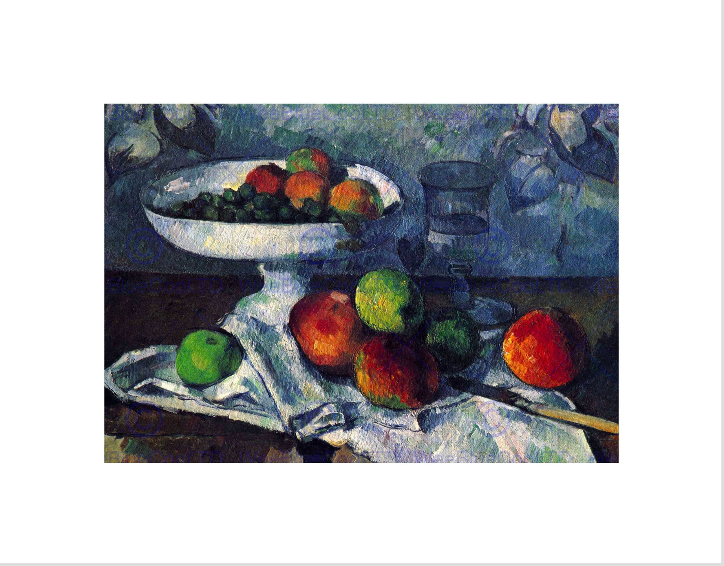 Wee Blue Coo Cezanne Still Life With Fruit Bowl Old Master Wall Art Print
