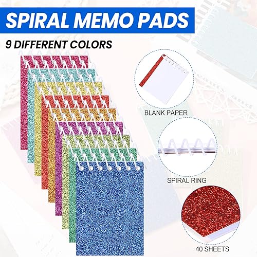 Miniatura 5 de Geyee Bloc de notas pequeño de prisma a granel, bloc de notas de bolsillo, mini cuadernos de Navidad con purpurina para niños, recuerdos de fiesta,