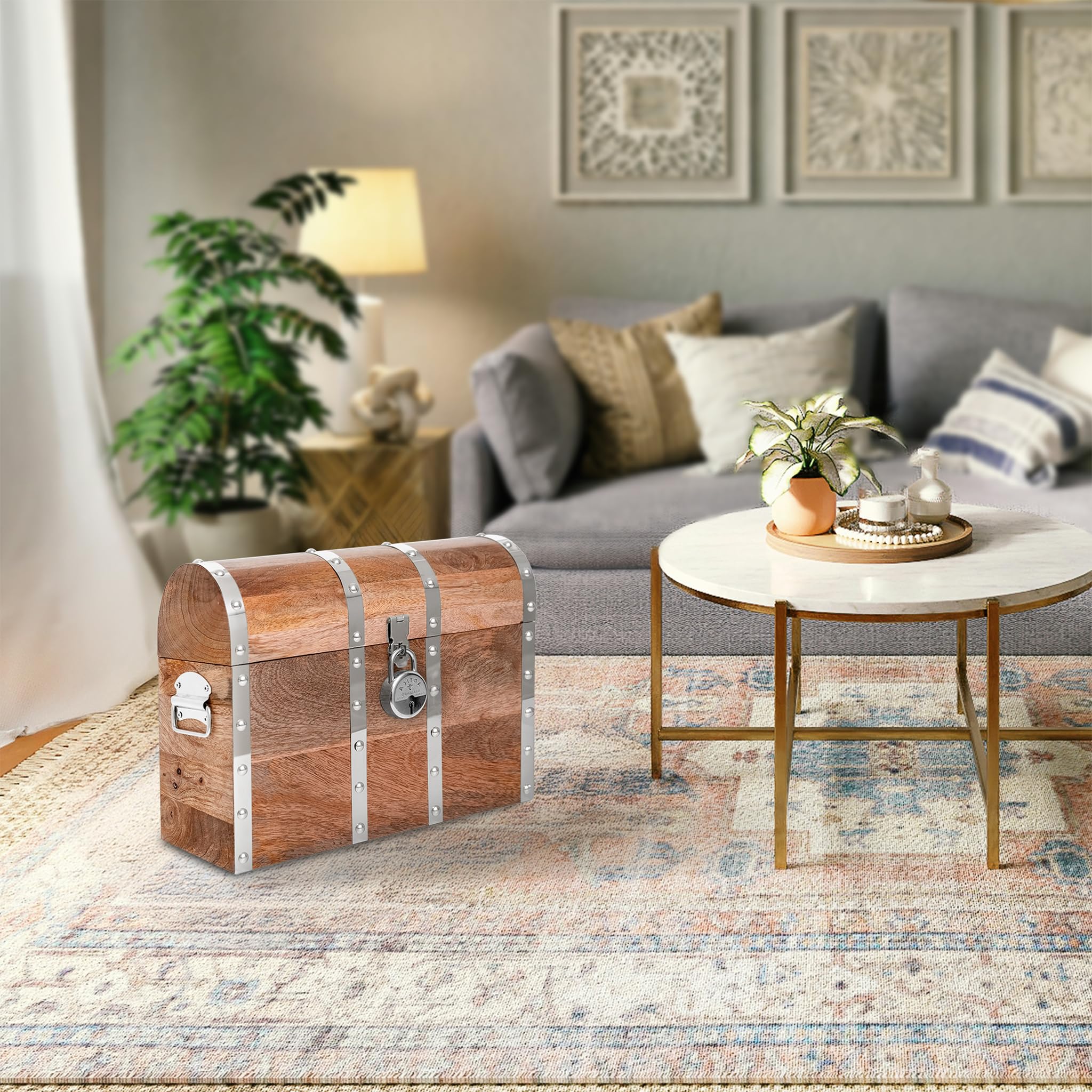 Amazon｜Vizayo 大型宝箱 鍵と鍵付き - 16 x 12インチ ハンドメイド