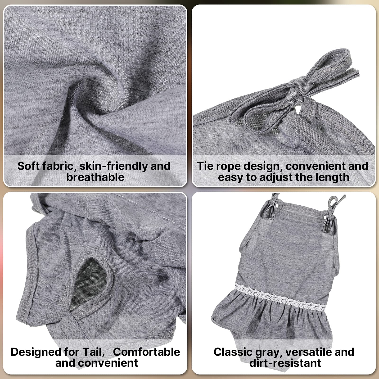 Frienda 3 pañales para Perro, higiénicos para Perros con Correa Ajustable, Pantalones de Tirantes para niña, Perro, Peluche, Corgi, Bulldog francés, Cachorro (L)