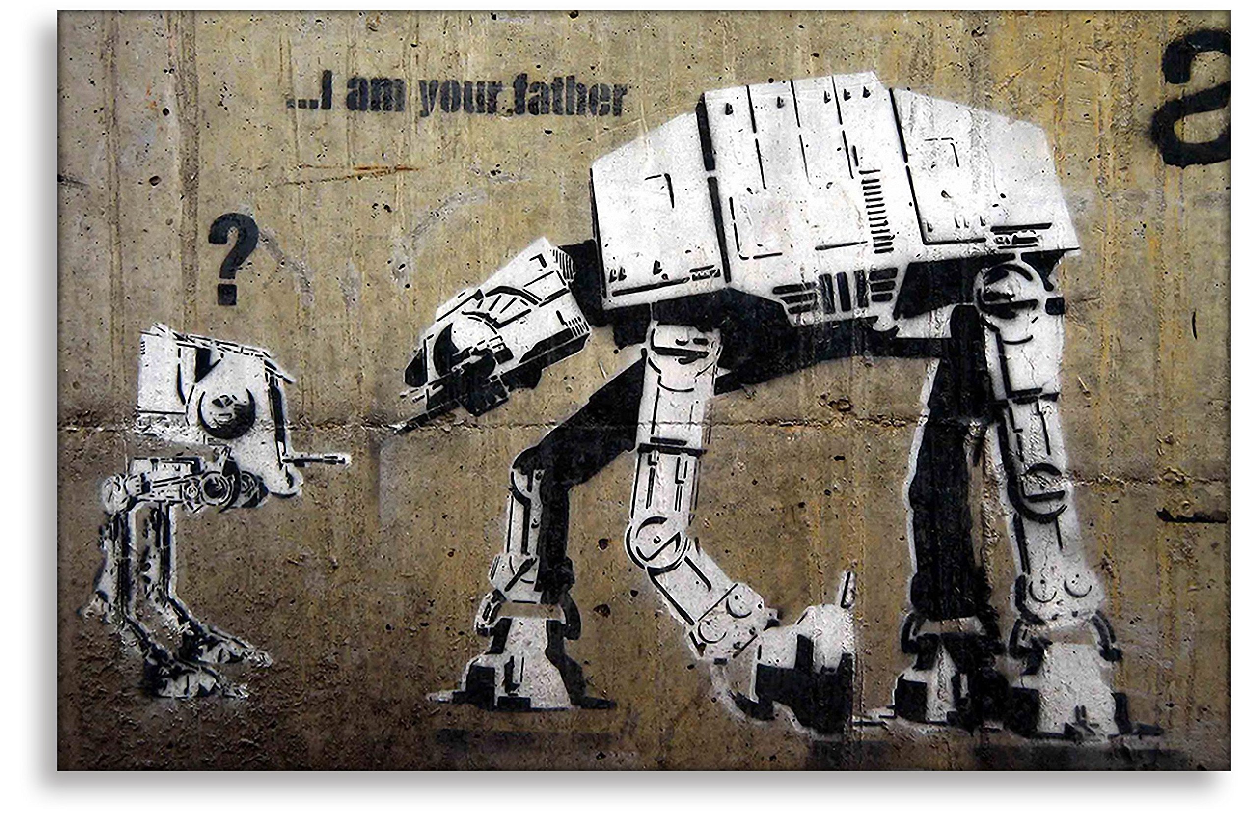Screen print with "Banksy" Graffiti-Image 60 x 80 CM i AM your Father! Image mounted on stretcher frame! Pop Art pictures, Art prints, wall hangings, decorative prints "Banksy" Street Art Wall Hangings