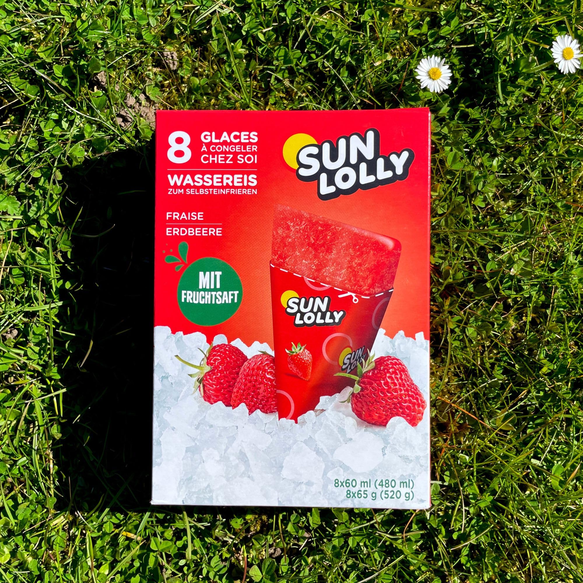 Sun Lolly Helados de agua Fresa 8 piezas 480 ml Sin lactosa Sin gluten