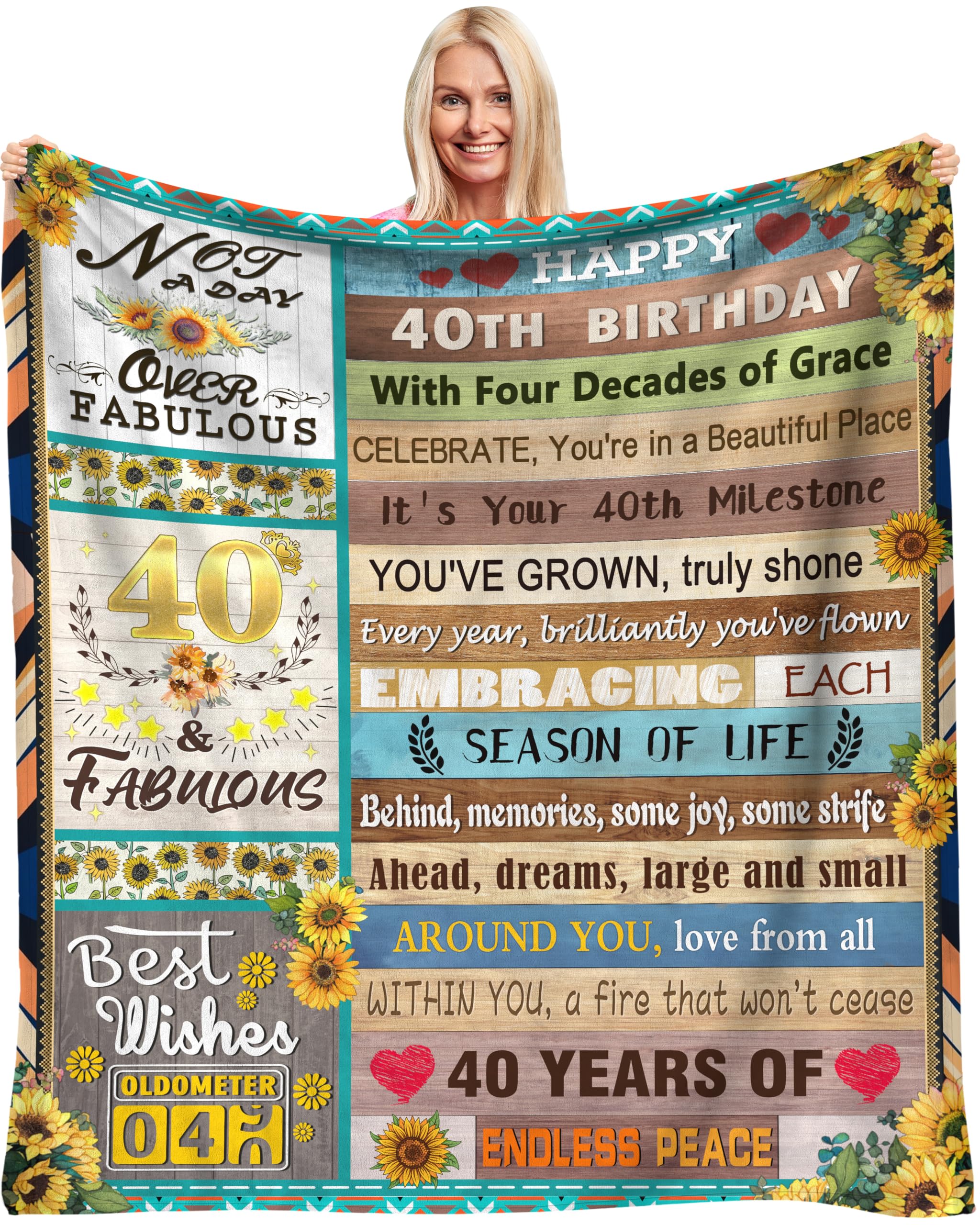 40th Birthday Gifts Ideas for Women, 40 Year Old Birthday Gifts for Women, Funny Happy 40 Year Old Birthday Decorations for Her Soft Blanket