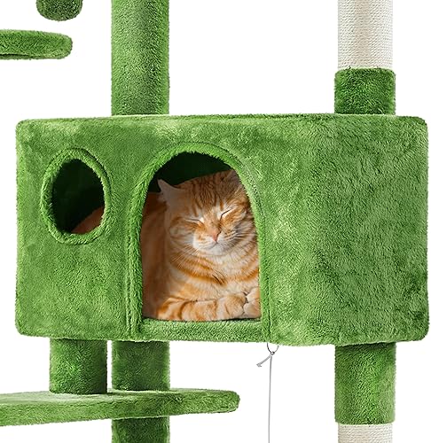 Vista 203 de Yaheetech Árbol para gatos de varios niveles de 70 pulgadas, torre alta para gatos con condominio, postes rascadores y bola colgante para gatos