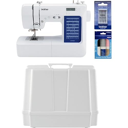 Brother CS7000X Computerized Sewing and Quilting Machine, Hard Plastic Storage and Carry Case, Premium Sewing Thread 6-Pack and 5-Piece Sewing Machine Needles