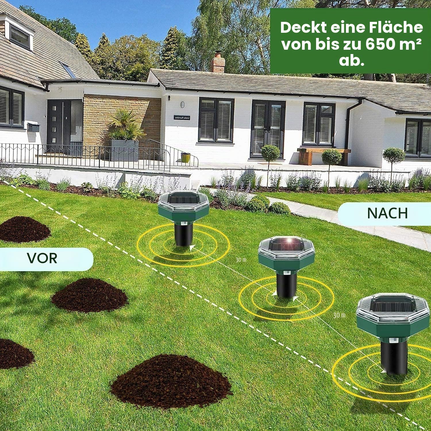 Maulwurf Vertreiber, Wasserfester Maulwurfsvertreiber Solar-Ultraschall Maulwurfschreck zur Vertreibung von Erdhörnchen, Maulwürfen und Wühlmäusen aus Gärten (8)