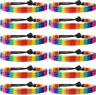 Rainbow LGBT Pride Bracelet Handmade Braided Friendship String Bracelet Adjustable LGBTQ Gifts Gay Pride Bracelet Pride Wristband Lesbian Pride Jewelry for Women Men Birthday Party Stuff