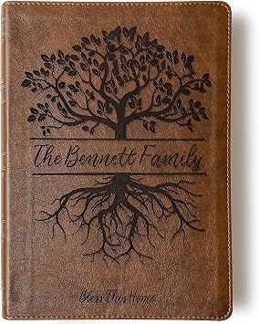 NKJV Family Tree Wide Margin Bible | Personalized Custom Illustration with Family Name & Date Included in Design | Gift for Wedding, Baptism, Graduation or Birthday