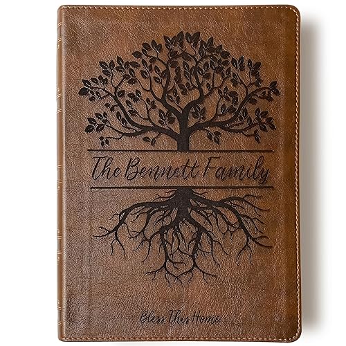 NKJV Open Bible Personalized Custom Illustration with Family Name & Date Included in Design Gift for Wedding, Baptism, Graduation or Birthday