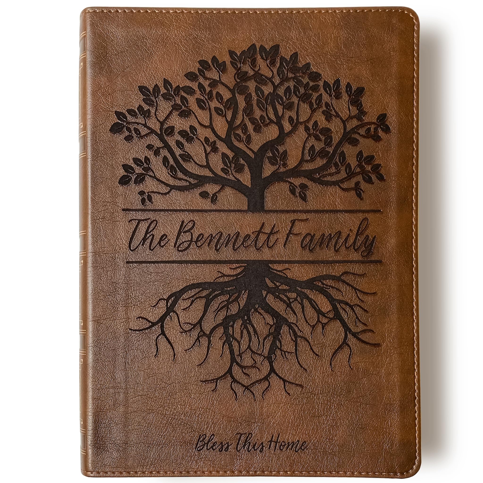 NKJV Family Tree Wide Margin Bible | Personalized Custom Illustration with Family Name & Date Included in Design | Gift for Wedding, Baptism, Graduation or Birthday