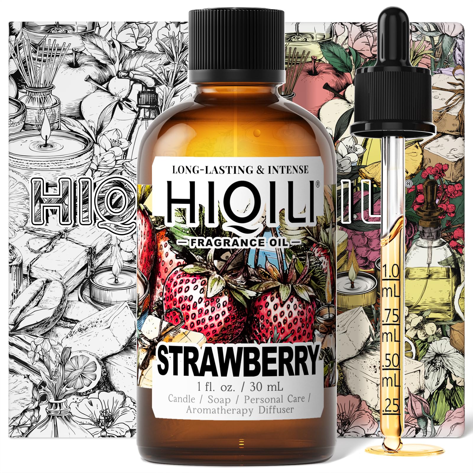 HIQILI Strawberry Fragrance Oil, DIY Fruity Scent Perfume - 1 Fl Oz