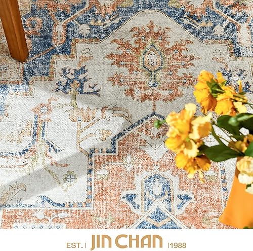 Miniatura 55 de jinchan Alfombra de Área 2x3 pies Alfombra Vintage de Entrada Lavable Bohemia Tapete Interior para Puerta Medallón Floral Tapete Pequeño para Puerta