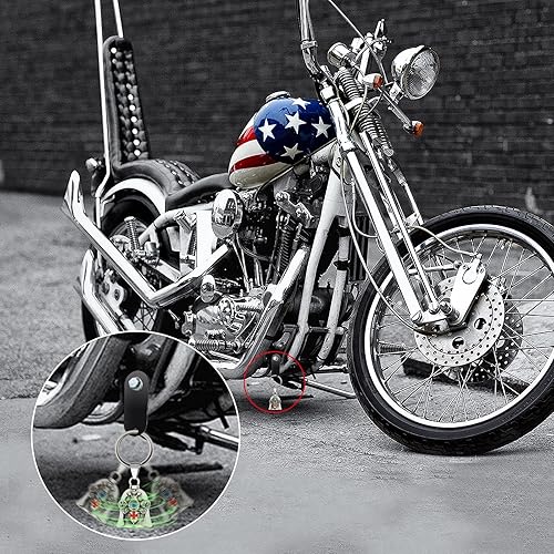 Miniatura 2 de Campana de motocicleta Ángel de la guarda: Campanas Gremlin para motocicletas | Campanas de motocicleta de abeja para ciclistas, llavero de mal de