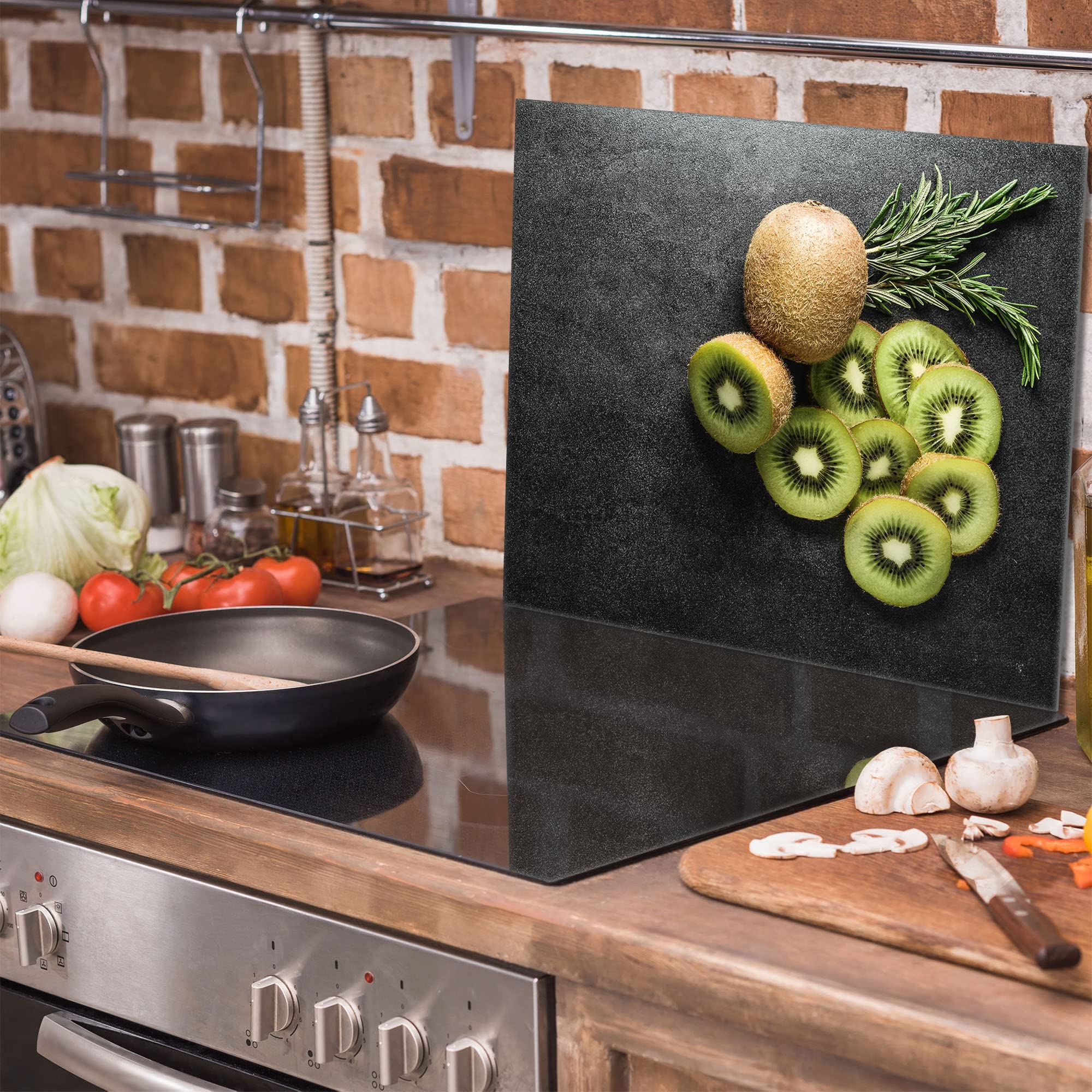 Plaque De Recouvrement Cuisinière 60x52 Cm Verre – Motif Jardin Bois – Protection Induction Vitrocéramique Décoration Couvercle Cuisinière Céramique