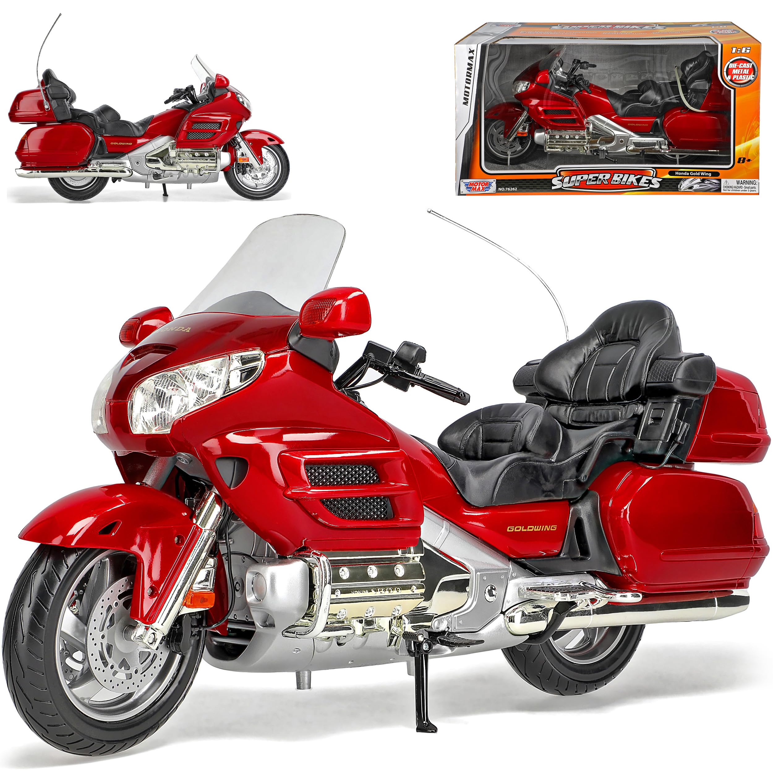 Motormax Hond. Goldwing Rot 1/6 Modell Motorrad