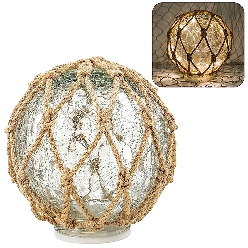 SAILINGSTORY Glass Fishing Float Nautical Lamp Coastal Beach Decor Cracked
