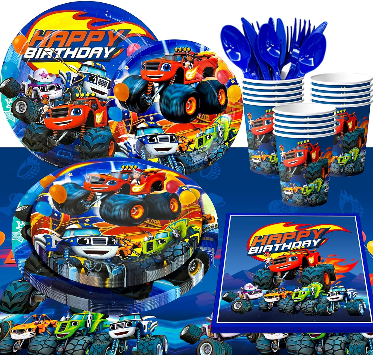 Monster Truck Party Supplies for Boys,113pcs Monster Truck Party
