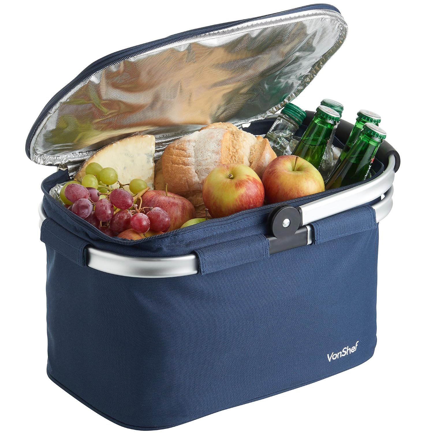 VonShef Foldable 22L Insulated Large Cooler Bag - Navy