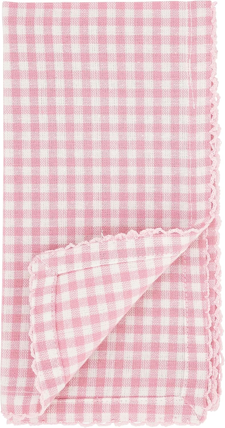 SARO LIFESTYLE Collection Gingham Design Table Napkins (Set of 4), 18", Pink