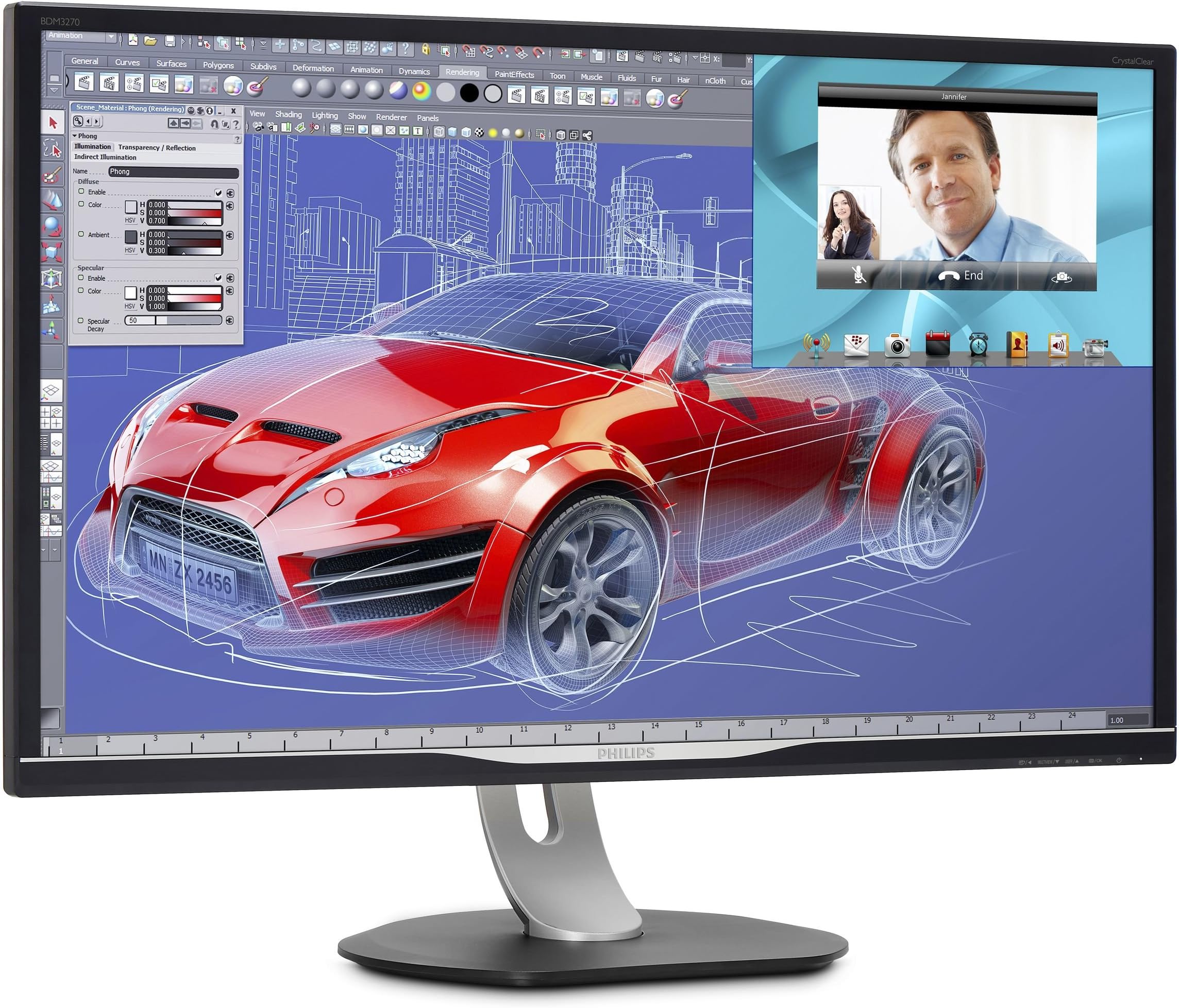 Philips BDM3270QP2 32-inch Class LED-Lit Monitor, 2560x1440 res, 4ms, 50M:1DCR, VGA, DVI, DP, hdmi-mhl, USB, Spk, Black