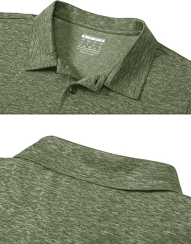 Miniatura 6 de CRYSULLY Polo de golf para hombre, manga corta, militar, con 3 botones, para exteriores