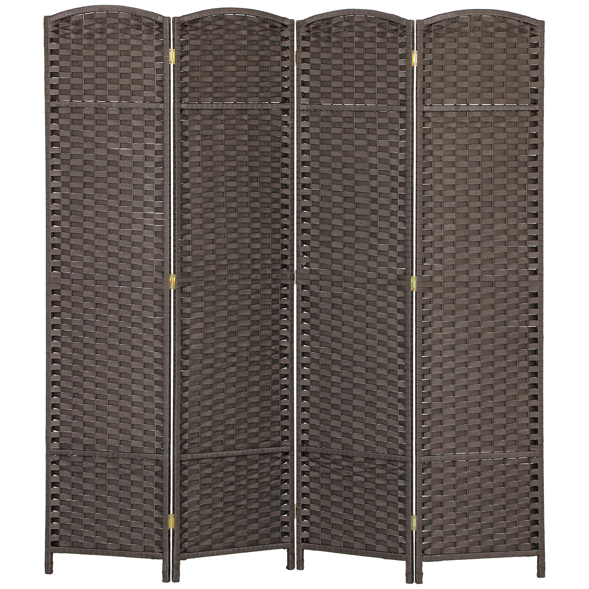 HOMCOM 4 Panel Folding Room Divider, Privacy Screen, 160 x 170cm, Brown | Size: Small