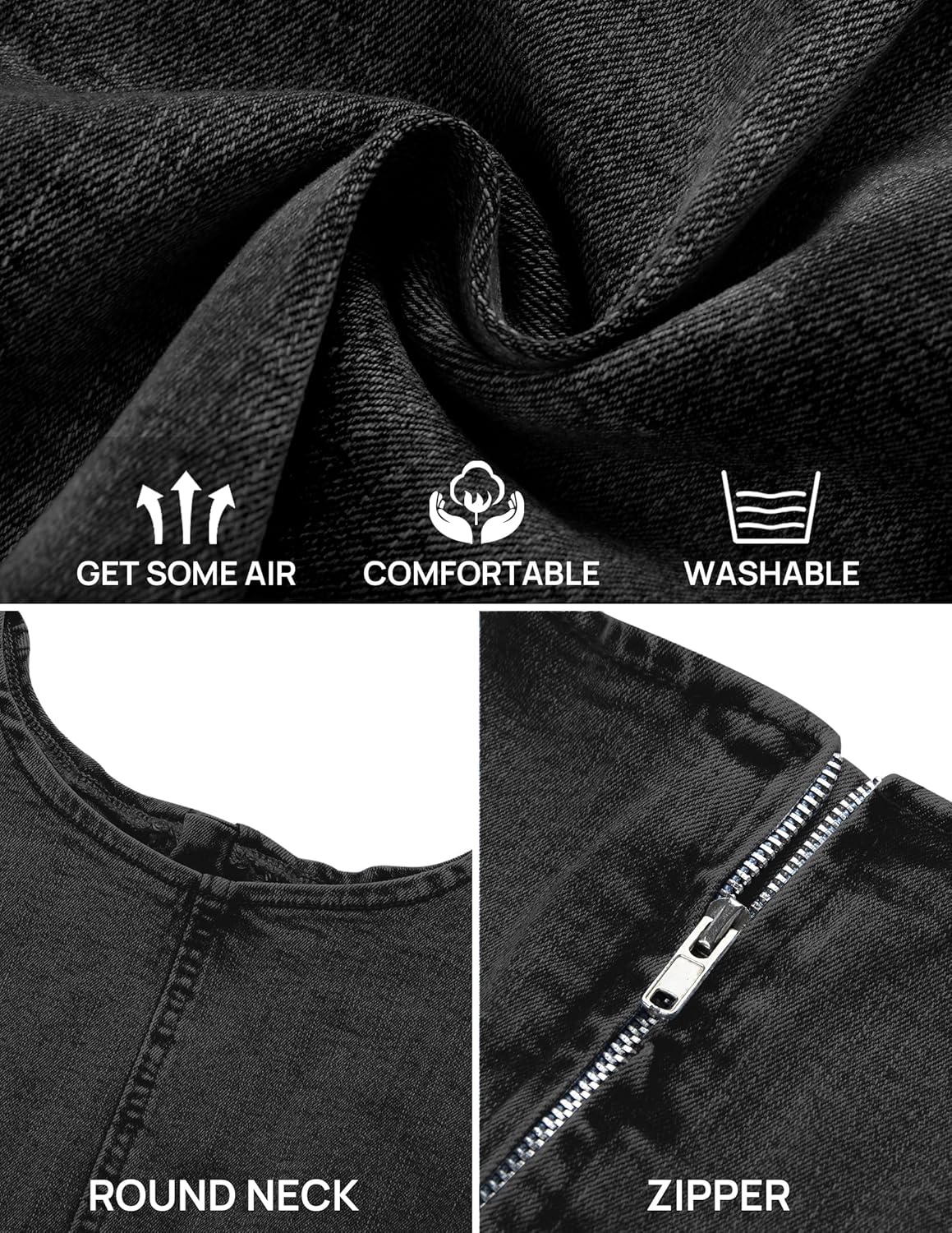 NENONA Women's Summer Sleeveless Denim Dress Casual Crew Neck Stretchy Mini Jean Dresses Cowboy Chic Outfits - Image 5