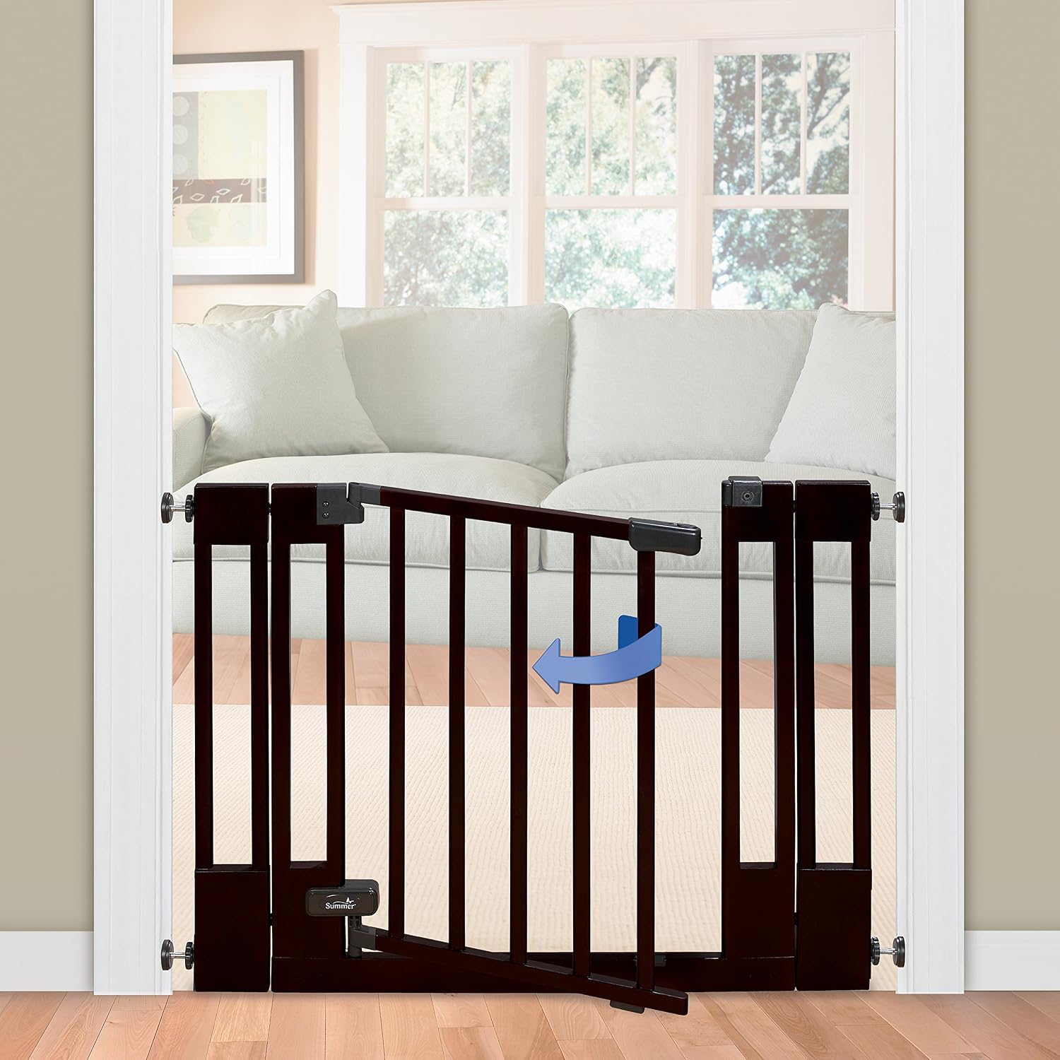 Summer Multi-Use Deluxe Wood Walk-Thru Gate, Dark Cherry
