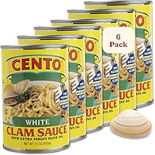 Cento White Clam Sauce 100% Wild Caught Clams with Olive Oil & Spices - Non-GMO, Gluten-Free, BPA-Free White Pasta Sauce for Linguine, Pizza, Spaghetti - 15 Ounce Cans (Pack of 6)