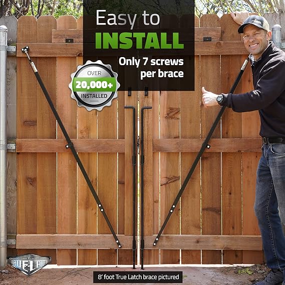 6' Telescopic Gate Brace - Wood Privacy Fence Anti Sag Gate Kit - Gate Hardware Kit for Outdoor Wooden Fence Gates, 1 Patented USA Made Brace (6' Telescopic (40 - 74), Black)