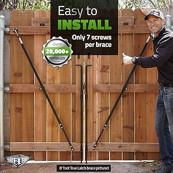 6' Telescopic Gate Brace - Wood Privacy Fence Anti Sag Gate Kit - Gate Hardware Kit for Outdoor Wooden Fence Gates, 1 Patented USA Made Brace (6' Telescopic (40 - 74), Black)
