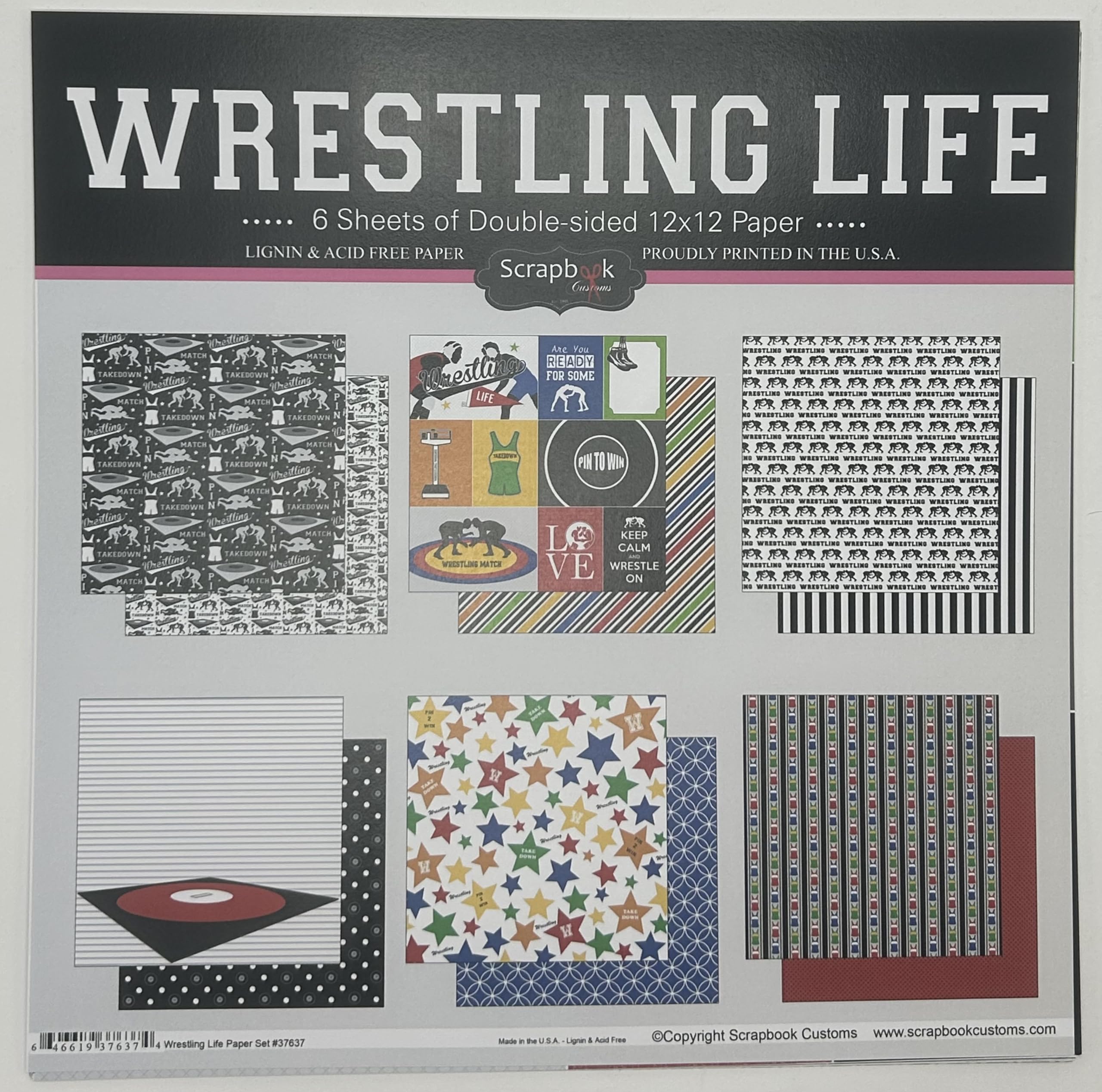 Scrapbook Customs Tematyczny zestaw do scrapbookingu papieru, życie zapaśniowe