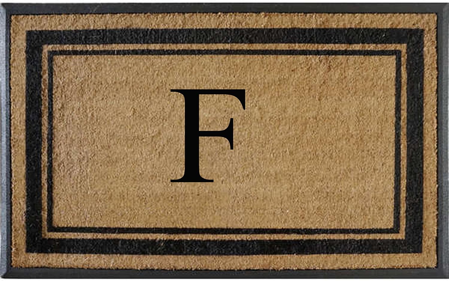 A1HC Natural Rubber & Coir Flocked Monogrammed Door Mat, 30x48, Anti-Shed Treated Heavy Duty Front Porch Entry Mat