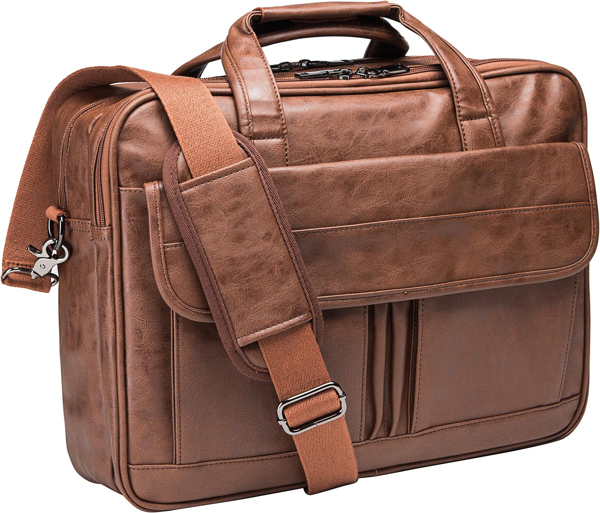 Mens Laptop Bag, PU Leather Messenger Bag Water Resistant Business Travel Briefcase, Work Computer Bag Satchel Bag for Men