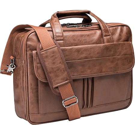 Amazon.com: Bolsa para ordenador portátil para hombre, bolsa de mensajero  de cuero de 15.6 pulgadas, resistente al agua, maletín de viaje de  negocios, bolsa de computadora de trabajo, regalo para marido (marrón) :
