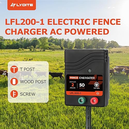 Miniatura 3 de Cargador eléctrico para valla de CA de 15 millas 60 acres, 110 voltios, 0.5 julios, voltaje de salida máximo 10 kV  Energizador de valla eléctrica