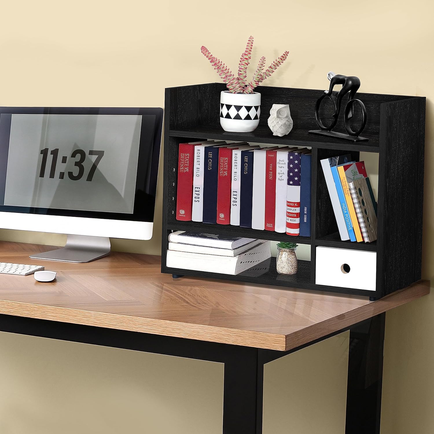 ABOUT SPACE Table Top Bookshelf Countertop Bookcase with Drawer