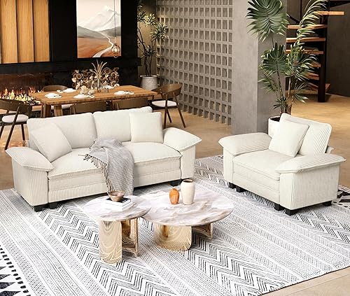 Miniatura 25 de Juego de sofá y sofá cama, asiento modular de chenilla extragrande y sofá de 3 plazas con almohadas, juego de muebles de sofá seccional moderno de