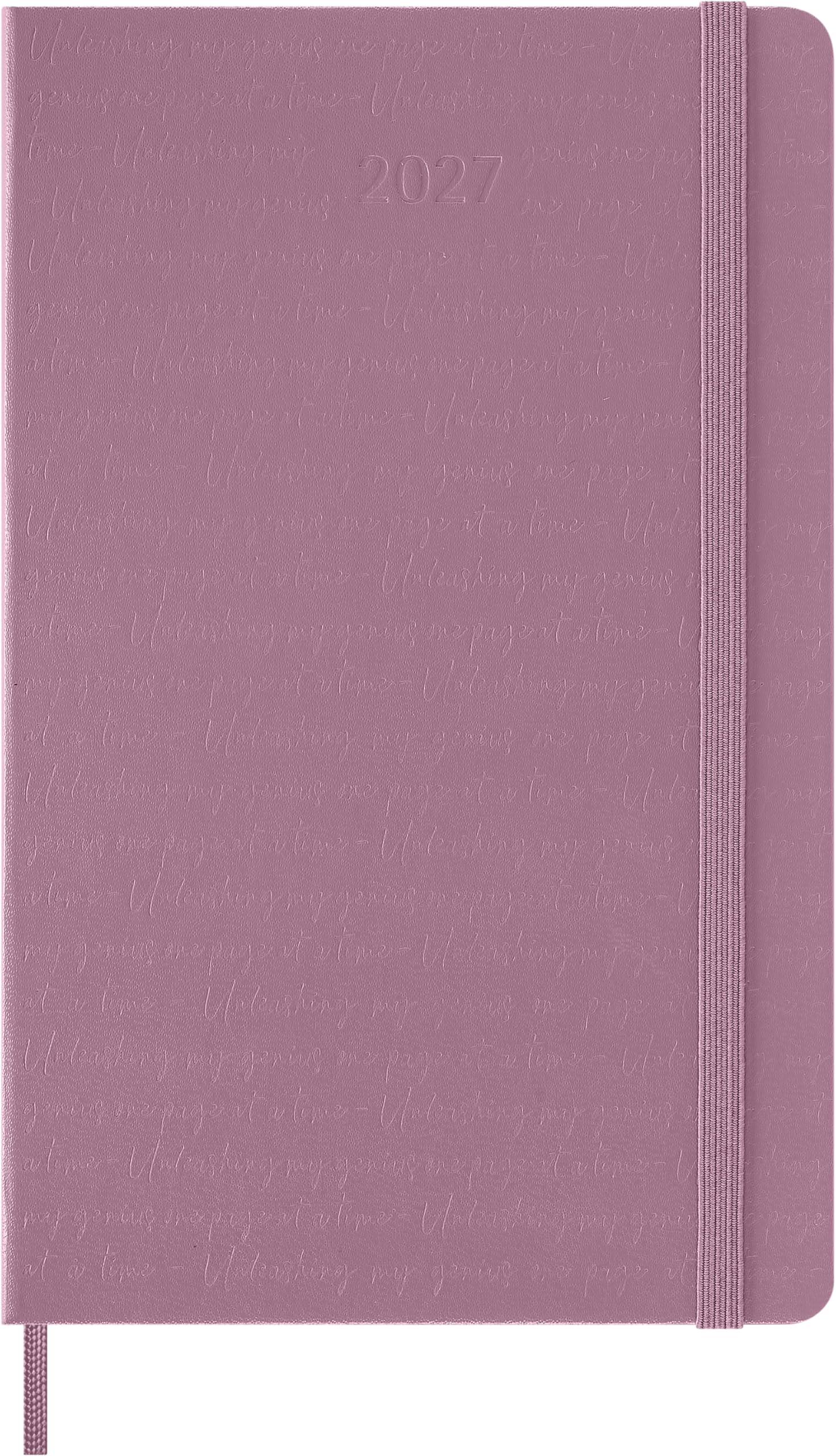 Moleskine Daily Planner 2027, Hard Cover 12 Month Diary with Elastic Closure, Large 13x21 Cm, Majestic Pink