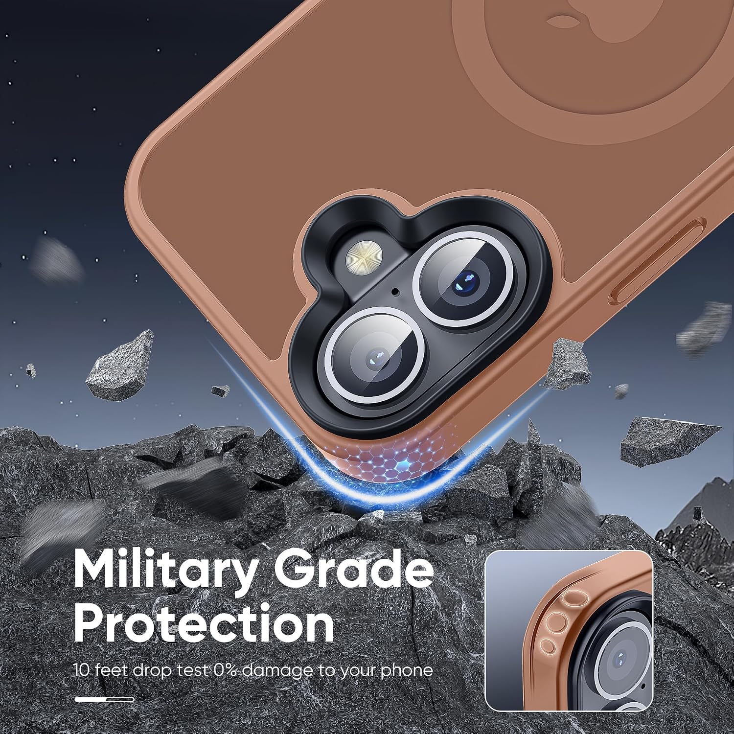 Tigowos Magnetic for iPhone 16 Case Fits MagSafe 16FT Drop Resistant Matte Skin Feeling Back Cover Shockproof Slim Fit for iPhone 16 Phone Case 6.1 inch，Brown image 4