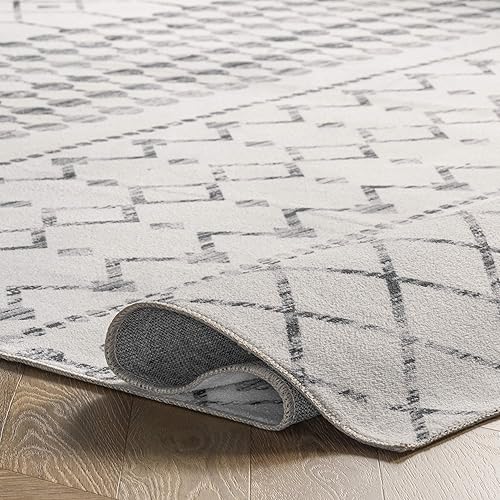 Miniatura 6 de nuLOOM Alfombra marroquí Blythe Accent, lavable a máquina, 183 cm, redonda, gris