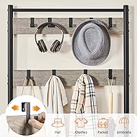 Vista 6 de Yaheetech Coat Rack, Hall Tree with Shoe Bench, Entryway Shoe Storage with Coat Rack Stand, 9 Movable Hooks, Industrial Entryway Furniture, Gray Gris