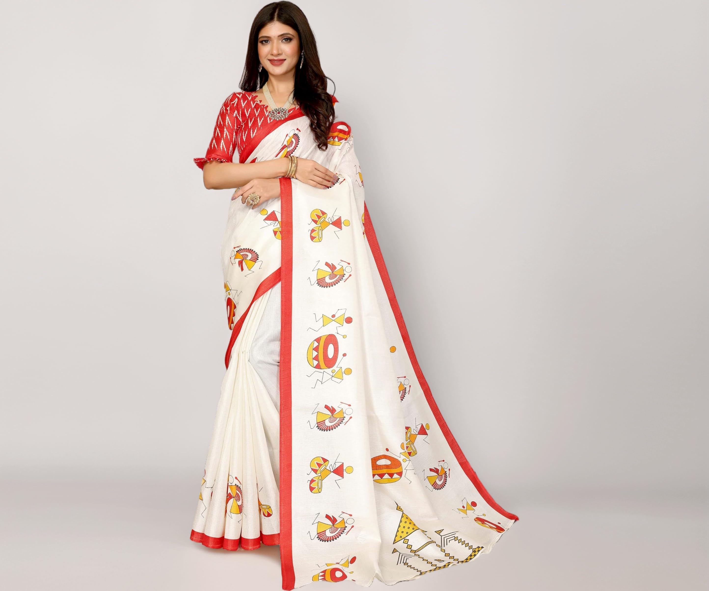 Womens Elegant Printed Art Silk Saree with Matching Blouse Material - Perfect for Festive and Special Occasions, Exquisite Design and Vibrant Colors