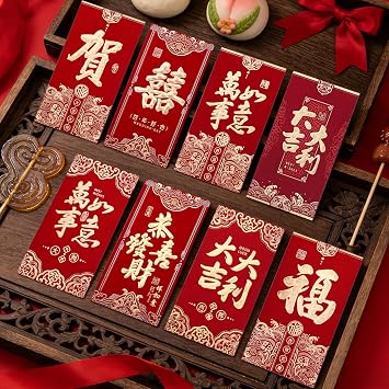 48 Pcs Red Envelopes Chinese New Year, Hong Bao Envelopes, Chinese-red Packets, Lucky Money-envelopes, Hong Bao for Chinese Lunar New Year, Wedding, Birthday