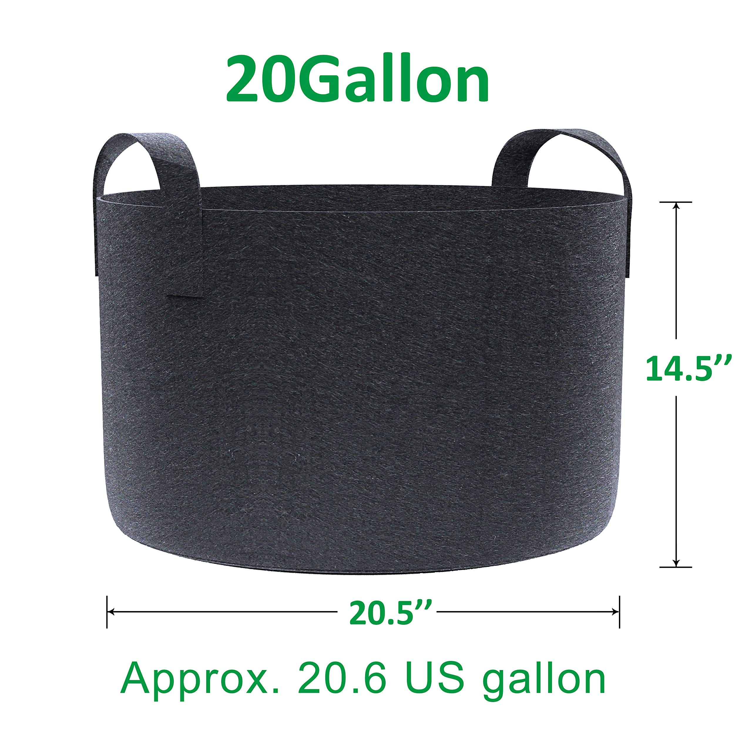 Gardzen 10-Pack 20 Gallon Grow Bags, Aeration Fabric Pots with Handles