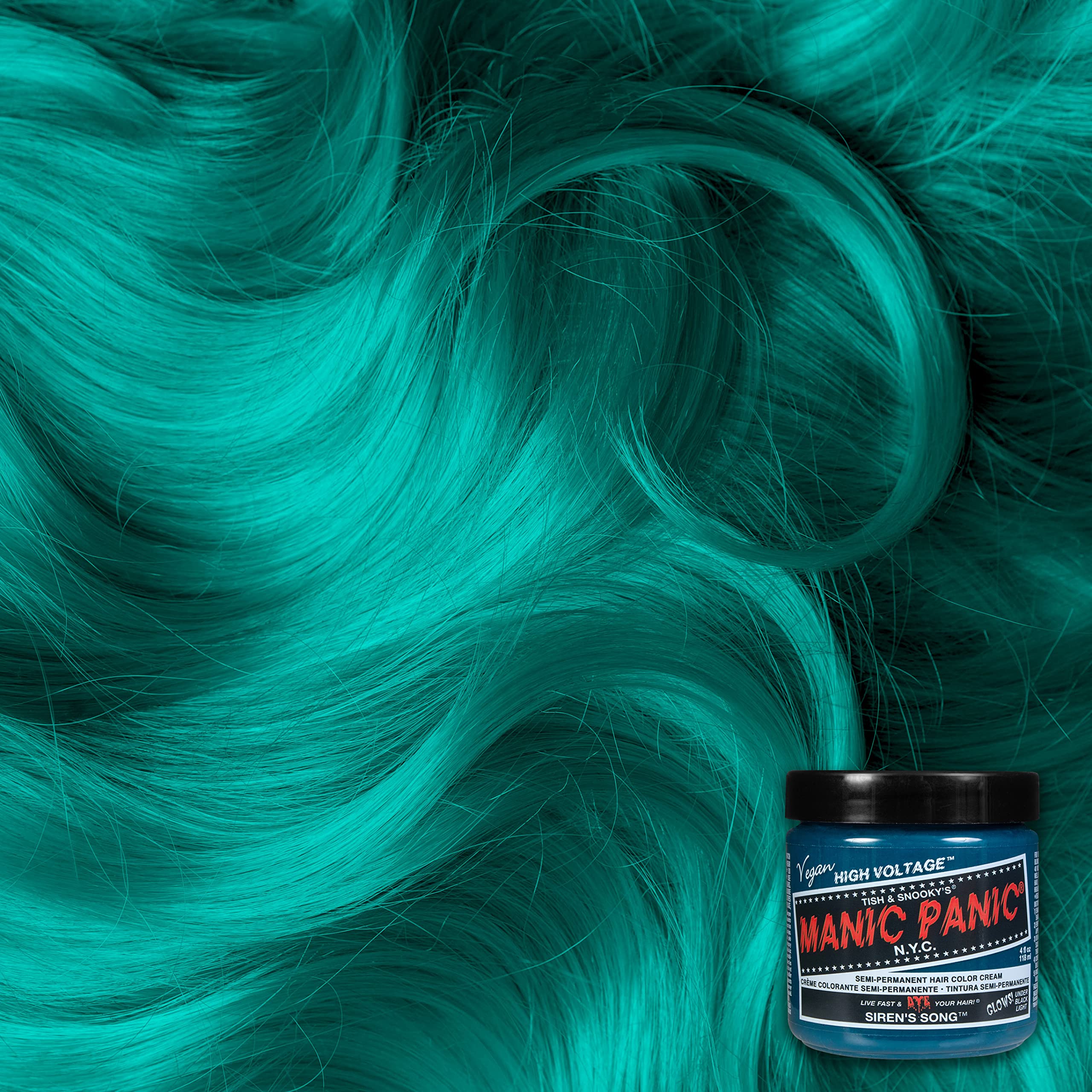 Tinte semipermanente para el cabello Manic Panic Siren's Song Classic Creme, vegano y sin crueldad animal, verde, 2 x 118 ml