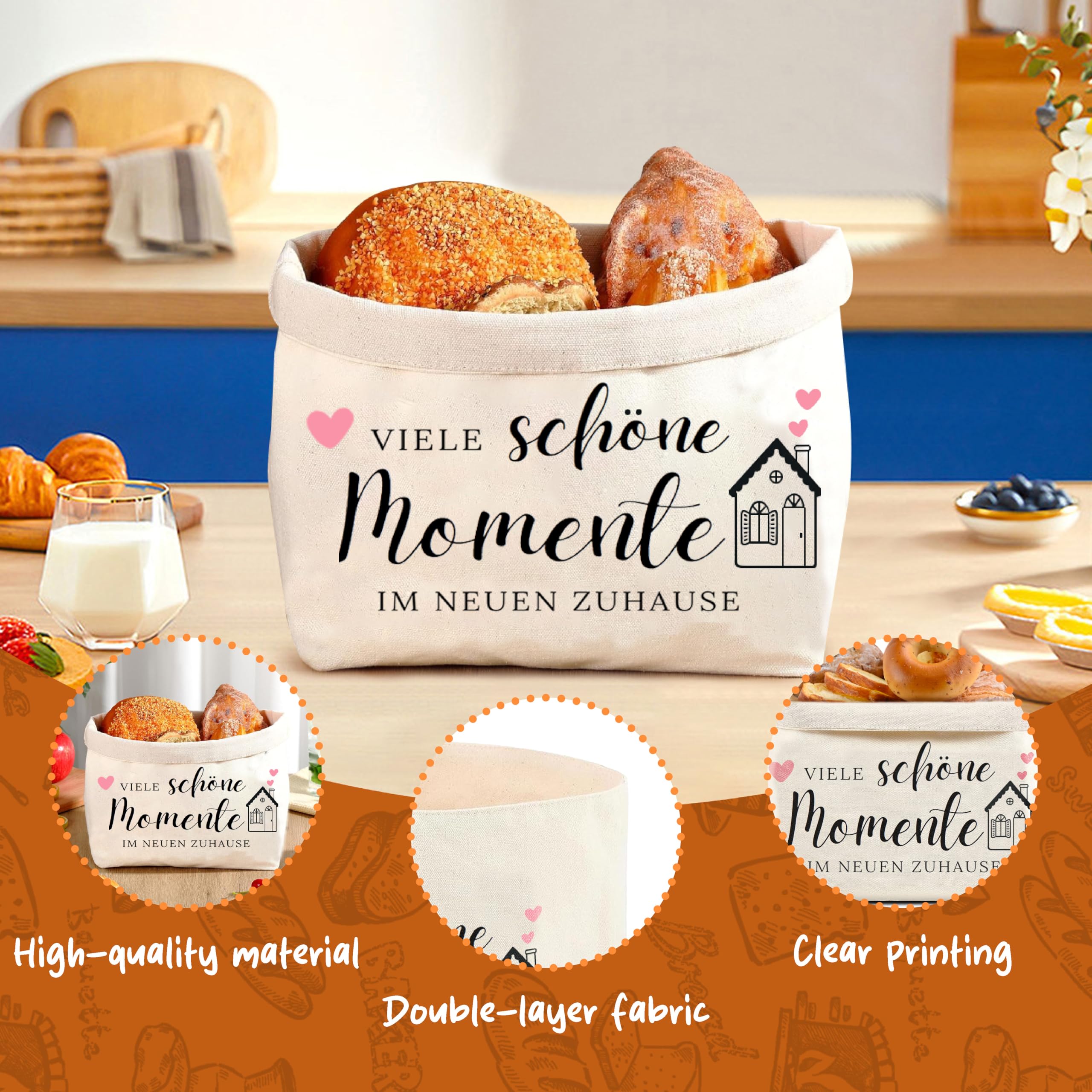 Brotkorb Einzugsgeschenke Wohnung-Viele schöne Momente Im Neuen Zuhause,Einweihungsgeschenk Haus Brötchenkorb, Geschenk zum Einzug,Einweihungsgeschenk Wohnung (Einzugsgeschenke)