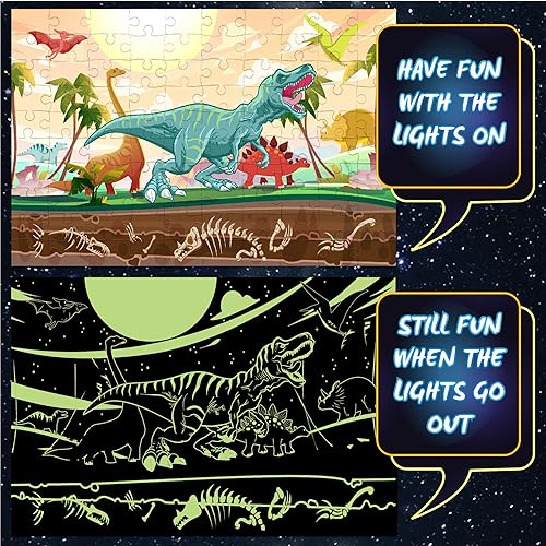 Miniatura 10 de Hapinest Rompecabezas de 100 piezas de sirena que brillan en la oscuridad para niños, niñas y niños, regalos de sirena, rompecabezas para niños de